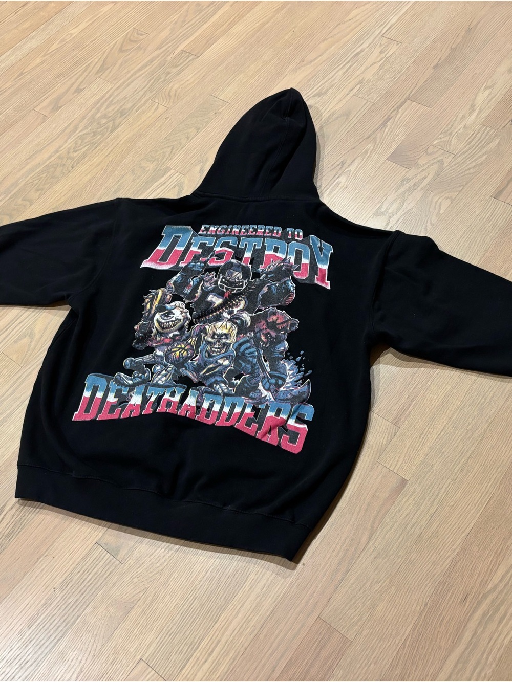 Men’s Engineered To Destroy Black Graphic Hoodie - Deathadders Print XL